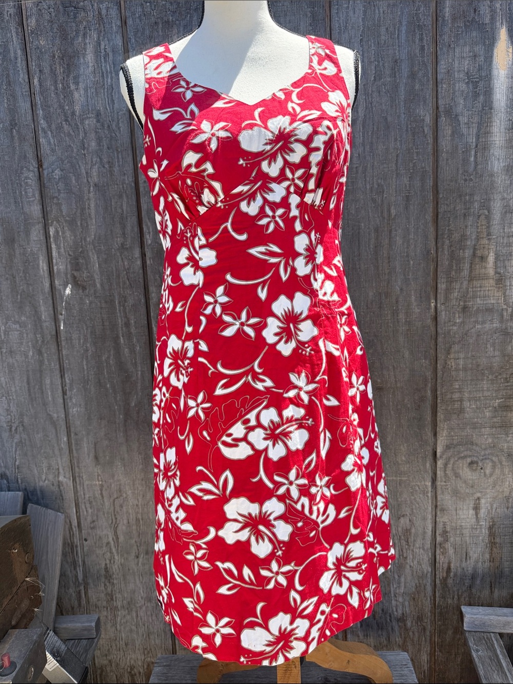 The Hawaiian Original Red & White Floral Hibiscus A-Line Sundress Size 8